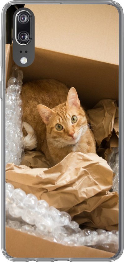 Coque Huawei P20 - Chat - Boîte - Rouge - Coque de téléphone en Siliconen