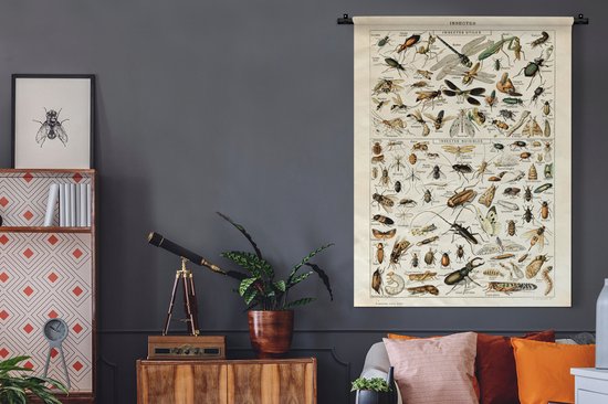 Tenture murale - Tissu mural - Insectes - Animaux - Design - 120x160 cm - Tapisserie
