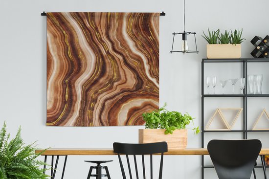 Tapisserie - Tissu mural - Marbre - Doré - Marron - 120x120 cm - Tapisserie