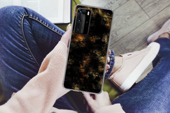 Coque Huawei P40 Pro - Or - Peinture - Abstrait - Zwart - Coque de téléphone en Siliconen