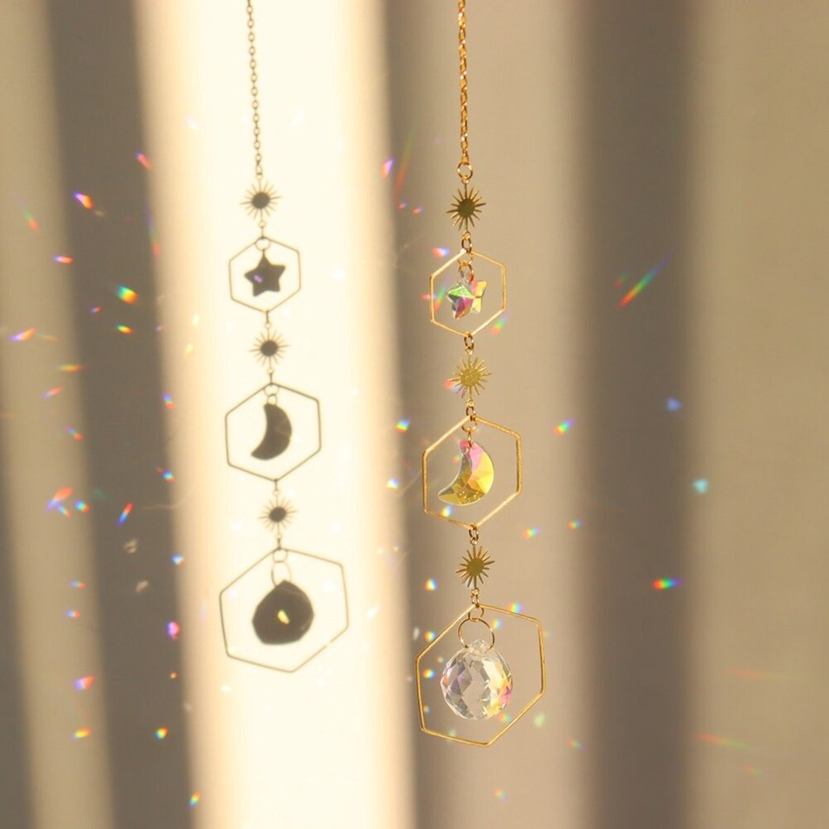 Kristallen zonnevanger - Raamdecoratie lichtprisma - Maan handgemaakte kristallen zonnevanger