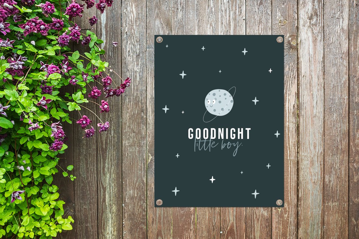 Tuin decoratie Spreuken - Goodnight little boy - Quotes - Baby - 30x40 cm - Tuindoek