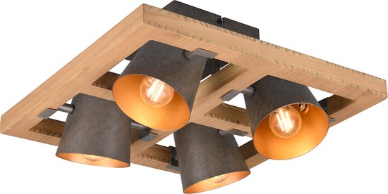 LED Plafondspot - Trion Bimm - E14 Fitting - 4-lichts - Rond - Antiek Nikkel - Aluminium