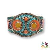 Tibetaanse armband - Boho - Bohemian - Metalen bangle - turquoise