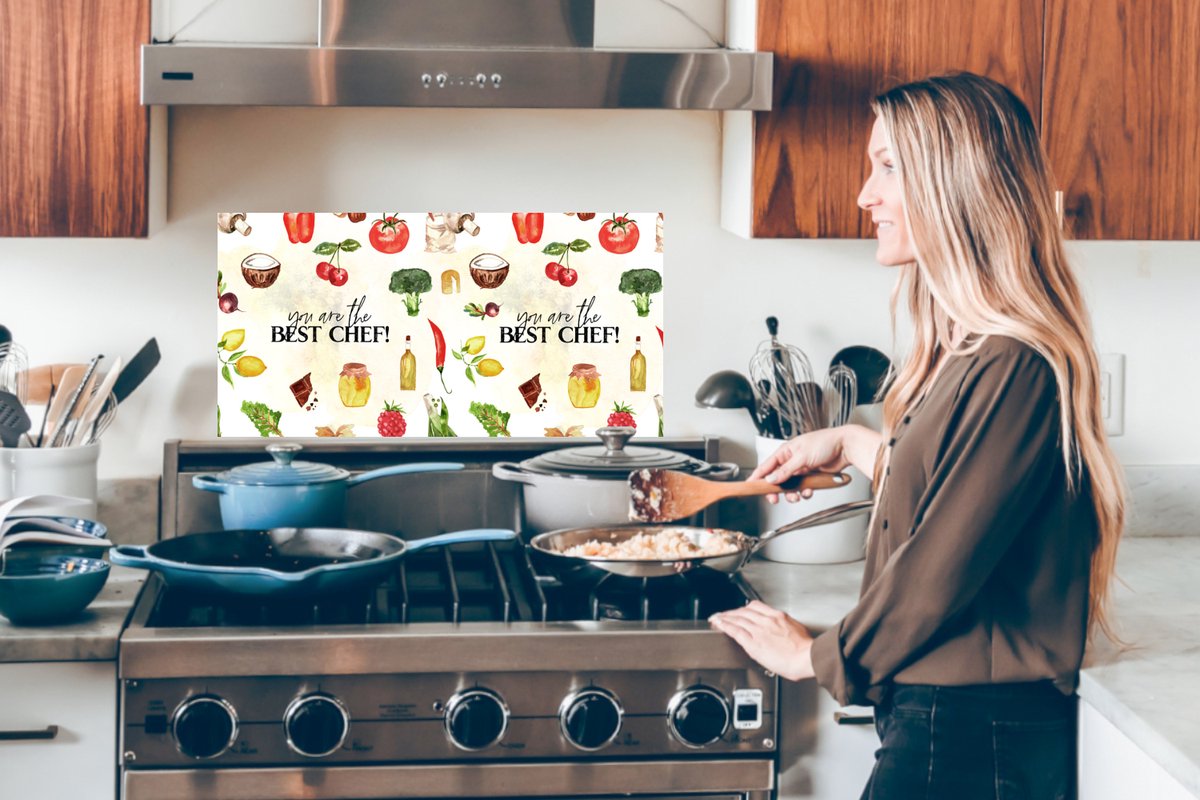 KitchenYeah Spatscherm 60x30 cm - You are the best chef - Aluminium thumbnail 5