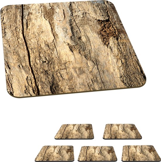 Sous- Sous-verres pour verres - Écorce - Bois - Design - Vintage - 10x10 cm - 6 pièces