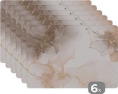 Placemats - Marmer - Bruin - Borden onderleggers - Goud - Marmer print - Hittebstendig - Anti-Slip - Afneembaar - 45x30 cm - 6 stuks