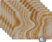 Placemat - Placemats kunststof - Marmer - Goud - Patroon - 45x30 cm - 6 stuks - Hittebestendig - Anti-Slip - Onderlegger - Afneembaar