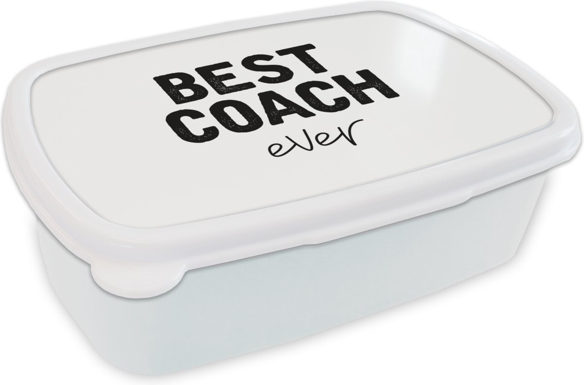 Broodtrommel Wit - Lunchbox - Brooddoos - Coach - Beste - Quote - 18x12x6 cm - Volwassenen