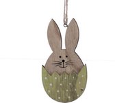 Oneiro’s Luxe pb. 4 wooden rabbits/hanging green 7x12 cm – decoratie – pasen – paasdecoratie – paashaas – eieren – has – kip – gekleurde eieren – paastak – lente – feestdecoratie