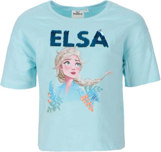 Frozen Elsa turquoise t-shirt met omkeerbare pailletten | maat 104