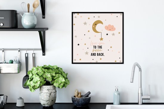 Affiche avec cadre cadeau pour partenaire - Love you to the moon and back white