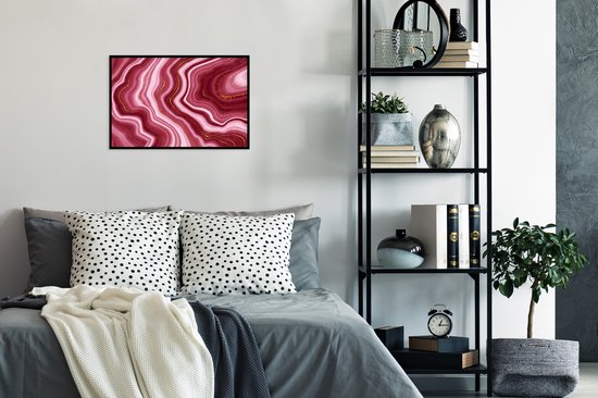 Cadre photo avec poster - Marbre - Rose - Or - 60x40 cm - Cadre poster