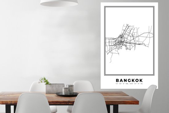 Affiche Bangkok - Thaïlande - Carte - 80x120 cm - Plan de ville