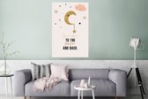 Poster Quotes - Love you to the moon and back - Spreuken - Kinderen - Kids - Baby - Meisjes - 80x120 cm - Poster Babykamer