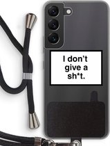 Case Company® - Samsung Galaxy S22 hoesje met Koord - Don't give a shit - Telefoonhoesje met Zwart Koord - Bescherming aan alle Kanten en Over de Schermrand