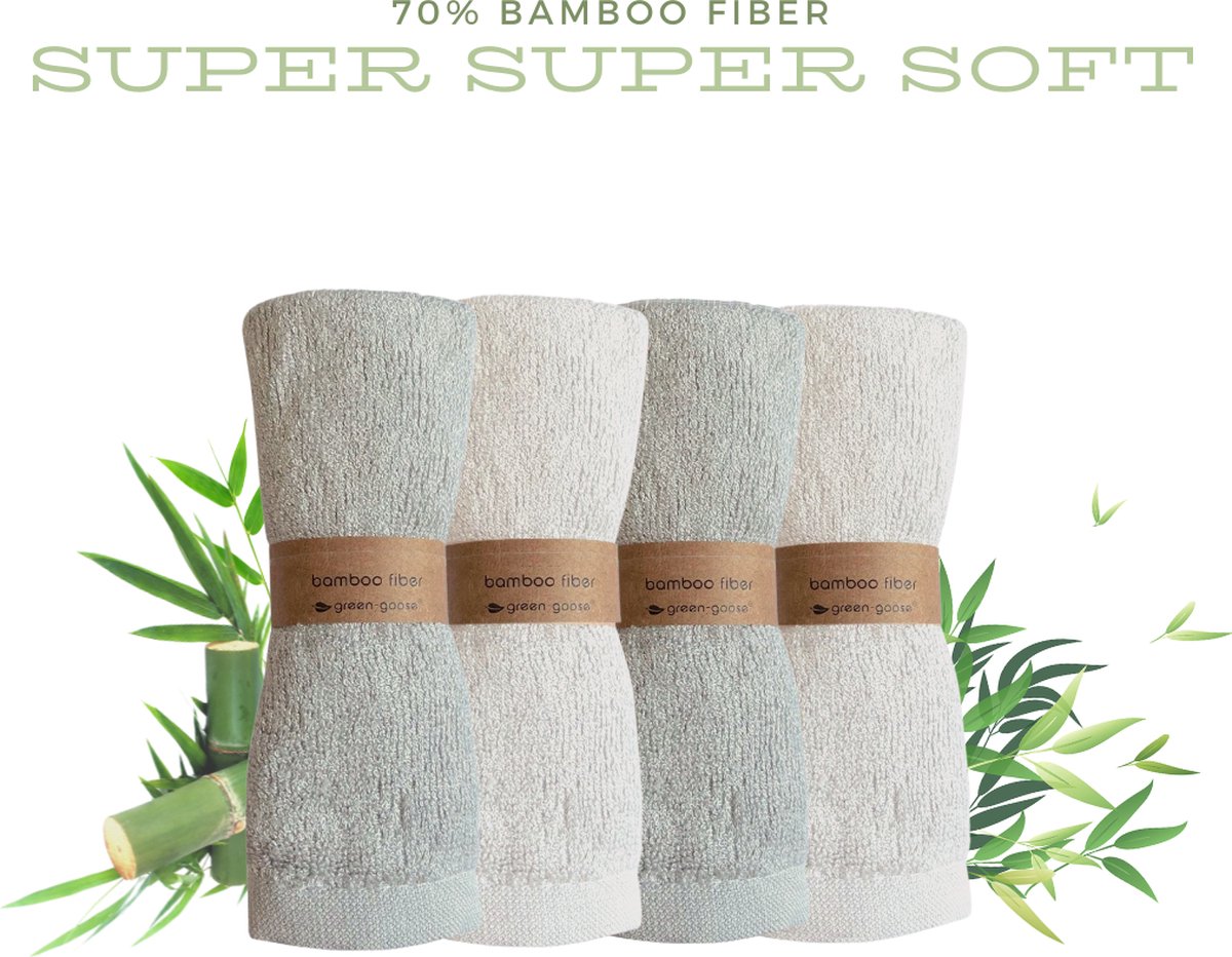 green-goose® Bamboe Baby Wasdoekjes | 4 Stuks | 26 x 26 cm | 2 Stuks | Wit en Grijs | Heerlijk Zacht en Duurzaam!