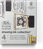 Winsor & Newton Drawing Ink Collection X4 Set de Tones métalliques noir White