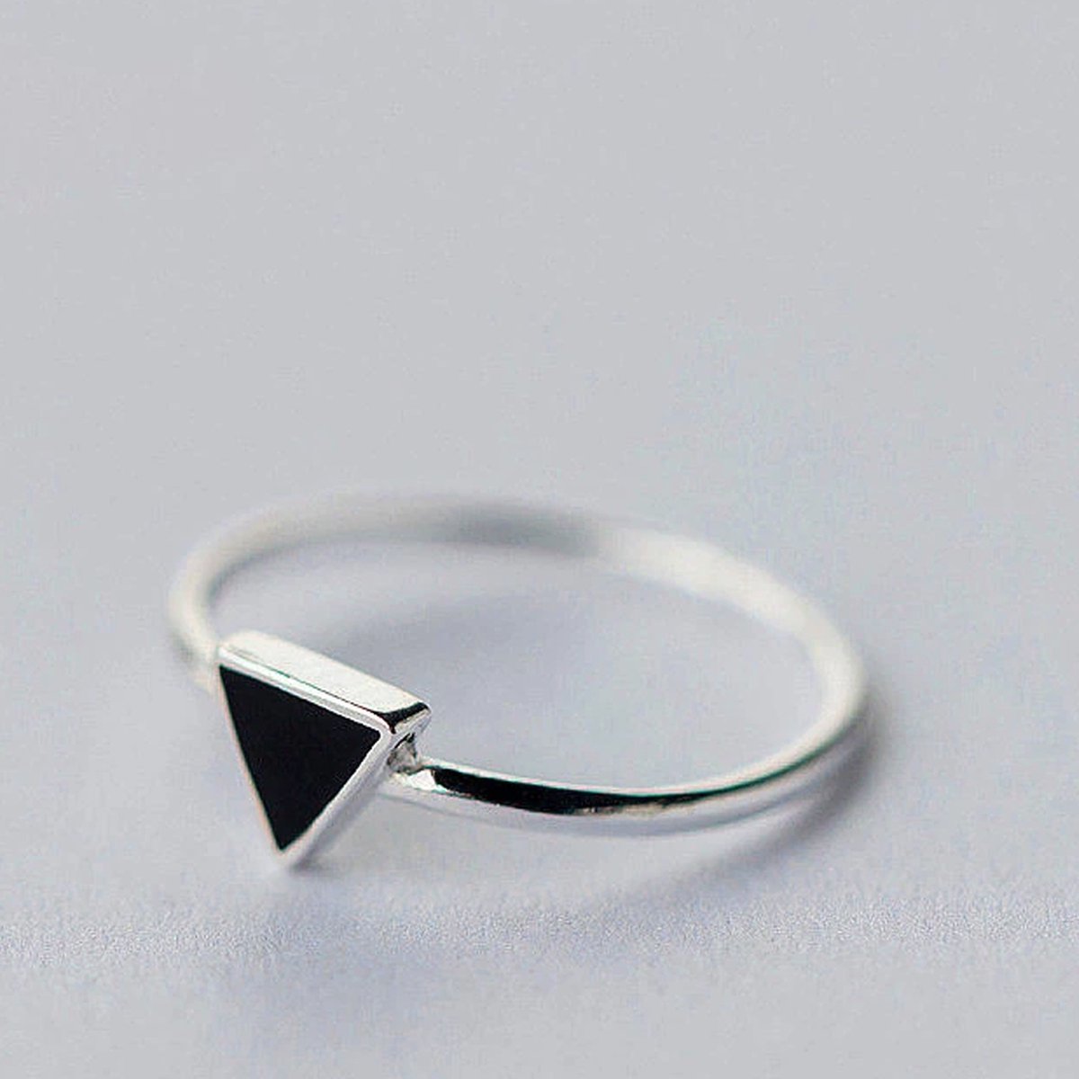Zilveren ring Zwart geometrisch