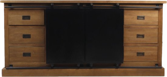 Dressoir - Sideboard - Kast - Kasten - Teakhout - Opbergkasten met Deuren - Opbergkast - Industrieel - 220 cm breed
