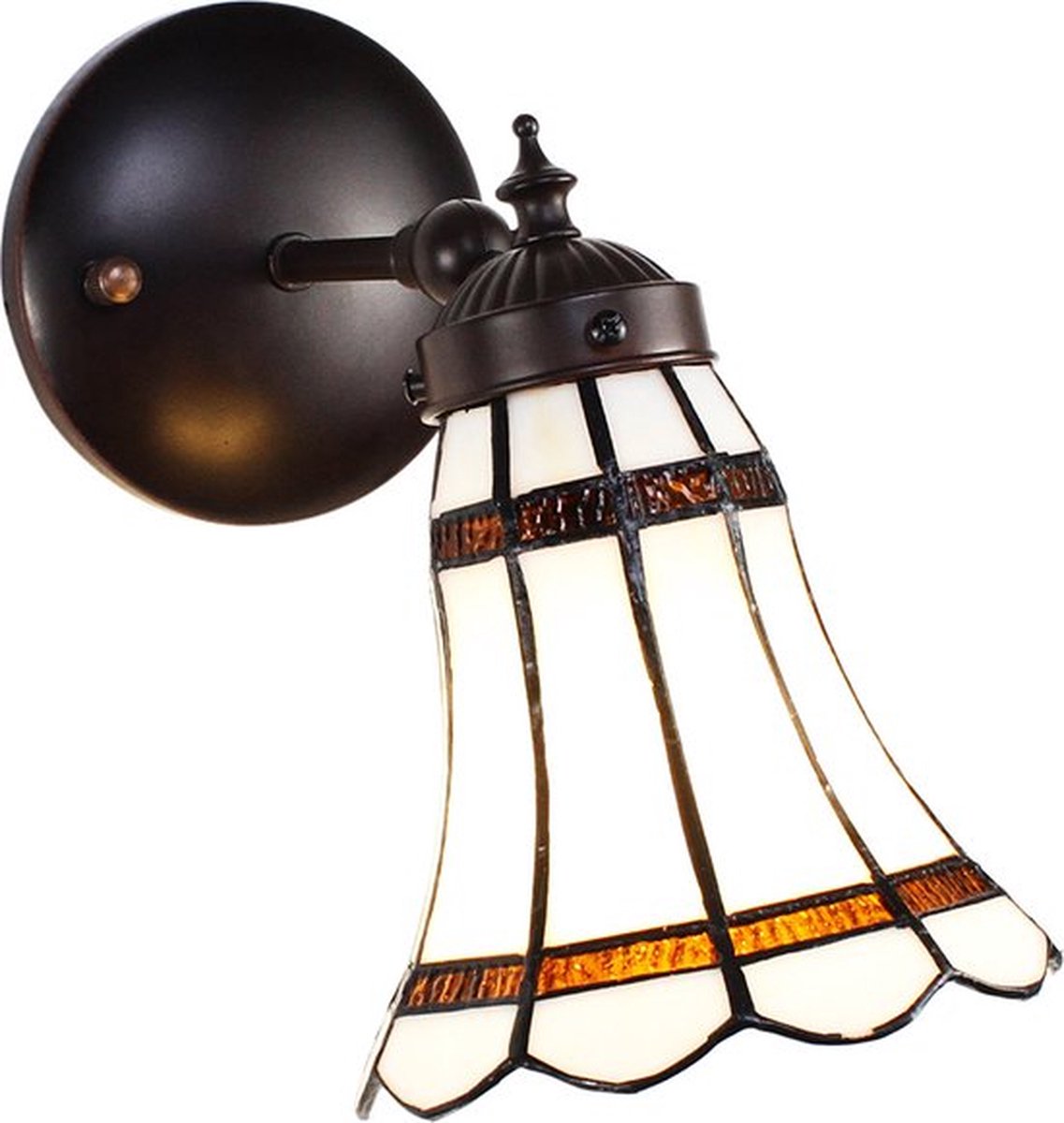 LumiLamp Wandlamp Tiffany 17*12*23 cm E14/max 1*40W Wit, Bruin Glas, Metaal Rond Muurlamp Sfeerlamp Tiffany Lamp