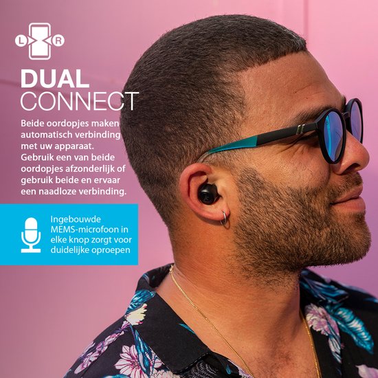 JLab Go Air POP Volledig Draadloze Oordopjes - Draadloze Oordopjes - Bluetooth Oordopjes - Wireless Earbuds - Draadloze Oortjes - 32 uur Speeltijd - EQ Geluidsinstellingen - Bluetooth 5.1 - Oplaadcase met ingebouwde Oplaadkabel – Zwart