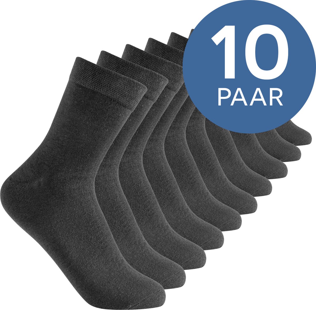 Sokken heren, sokken dames – katoen - maat 41/46 - 10 paar - grijs