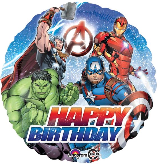 Helium Ballon Avengers ‘Happy-Birthday’ - Gevuld met Helium | Boombie© | Verstuurd in sierlijke doos! | Folie Ballon | Verjaardag | Kinderen | De hulk | Iron man | | Captain America | Thor