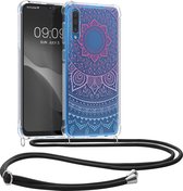 kwmobile telefoonhoesje geschikt voor Samsung Galaxy A50 - Hoesje met telefoonkoord - Back cover voor smartphone - Case in blauw / roze / transparant
