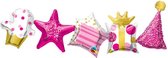 Qualatex - Folieballonslinger feest roze - 104 cm