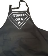 TWOA-Zwart cadeau keukenschort opa - schort Super Opa - Lengte circa 70 cm