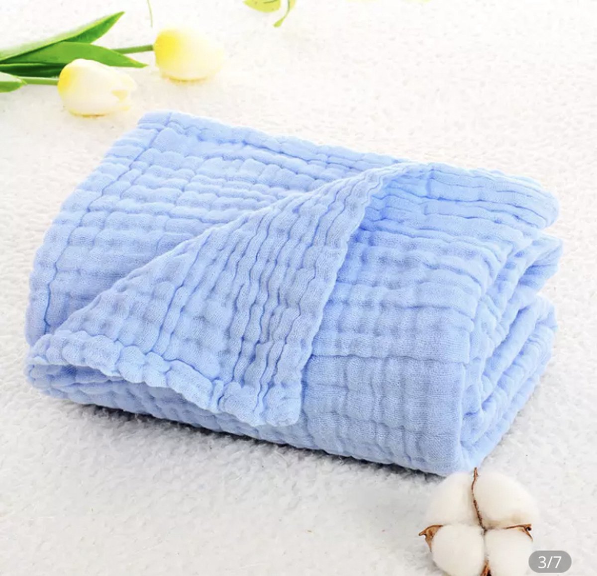 IL BAMBINI - Inbakerdoek - 6 laags mousseline deken voor pasgeboren baby - blauw