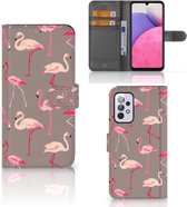 Hoesje met naam Geschikt voor Samsung Galaxy A33 5G Wallet Book Case Flamingo
