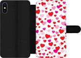 Bookcase Geschikt voor iPhone XS Max telefoonhoesje - Een illustratie met kleurrijke hartjes - Met vakjes - Wallet case met magneetsluiting