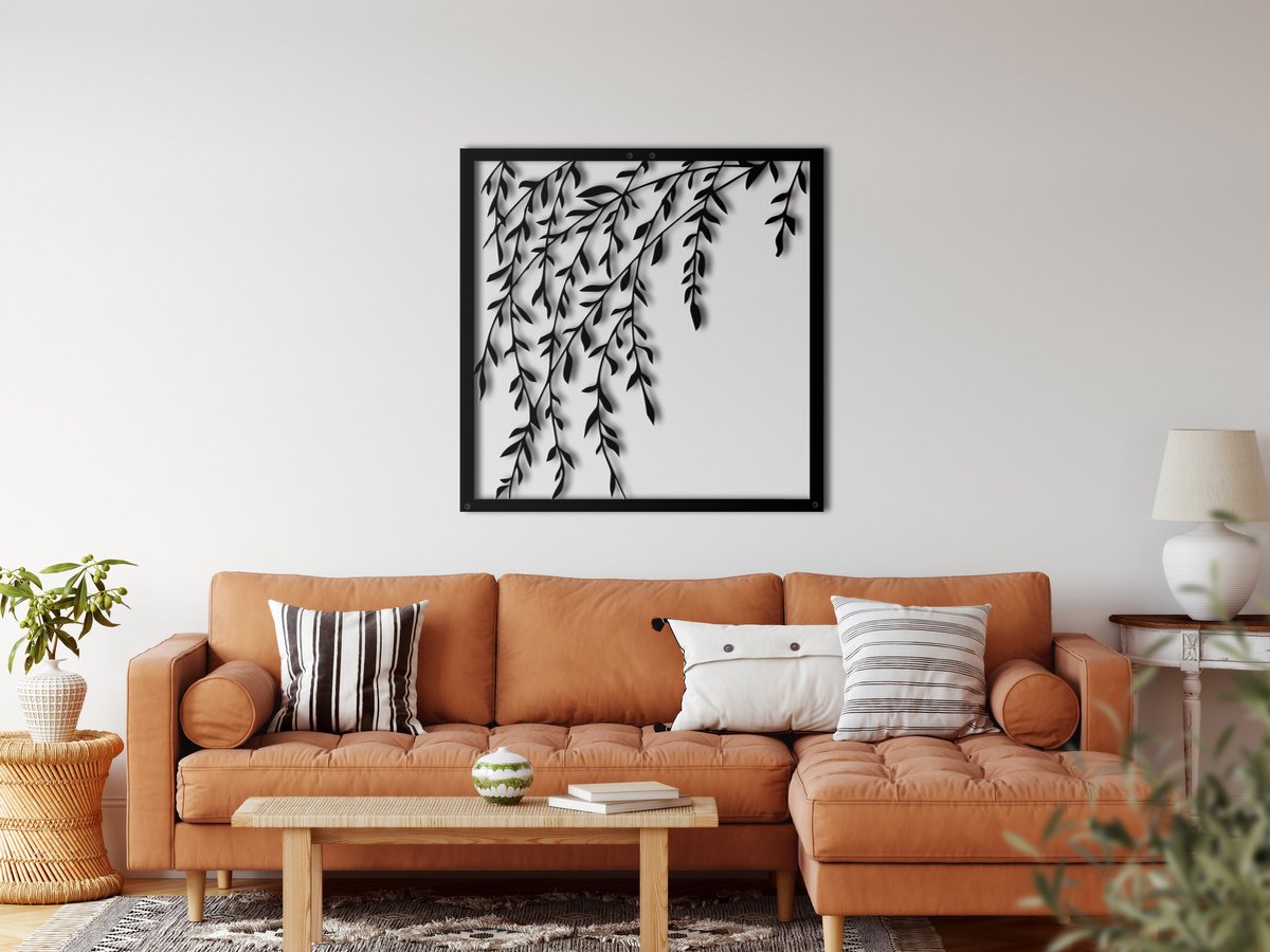 Wanddecoratie |Branch  | Metal - Wall Art | Muurdecoratie | Woonkamer |Zwart| 60x60cm
