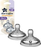 Tommee Tippee Closer to Nature - flesspeen - borstachtig - antik-koelik - zacht siliconen - vari stroom, 0m+, verpakking van 2