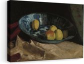 Artaza Canvas Schilderij Stilleven met Appels op een Delfts Blauwe Schaal - Willem de Zwart - 60x40 - Poster Foto op Canvas - Canvas Print