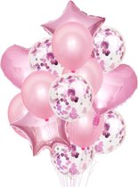 Set 14 ballonnen - folieballon - Roze - thema - Roze