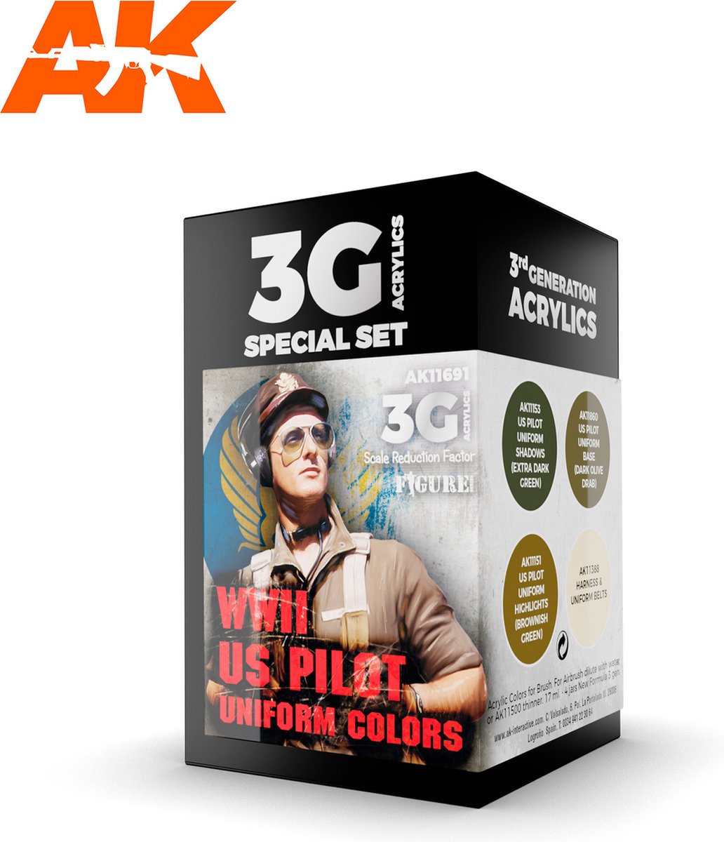 WWII US Pilot Uniform Colors Set - AK-Interactive - AK-11691