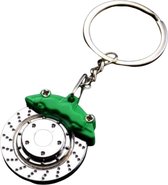 Auto Sleutelhanger - Groene Remklauw op Remschijf - universeel/alle automerken - Keychain Sleutel Hanger Cadeau - Auto Accessoires