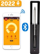 Vulpes Kitchen® Draadloze Vleesthermometer - BBQ Thermometer  - Bluetooth met gratis App - Kernthermometer - Oventhermometer - Oplaadbaar - Fast Charger - RVS - Zwart