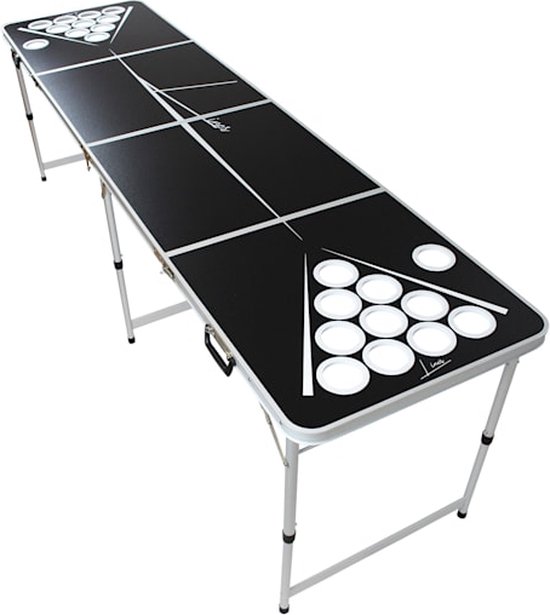 Afbeelding van het spel BeerCup Backspin Beer Pong tafelset hout Lines - Beerpong tafel  244 x 76 x 61 cm - inklapbaar - handvaten