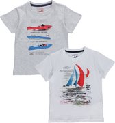 Blue Seven - 2pack - T-shirts - wit - grijs - met print - Maat 104