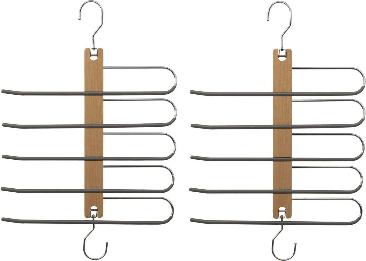 Five Kledingkast - Set van 2x stuks - 5 broeken - 33 x 49 cm - kleerhangers/broekhangers