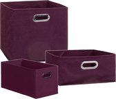 Set van 3x stuks opbergmanden/kastmanden 7/14/29 liter aubergine paars van linnen 31 cm - Opbergboxen - Vakkenkast manden