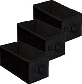 Set de 3x panier de rangement / panier d'armoire 7 litres polyester noir 31 x 15 x 15 cm - Boîtes de Boîtes de rangement - Paniers compartiments