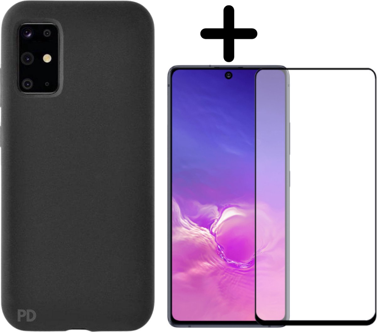 Fooniq Silicone Hoesje Zwart + Screenprotector - Geschikt Voor Samsung S10 Lite