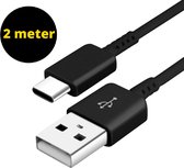 USB C kabel - USB C oplader - USB naar USB C kabel - USB c lader kabel - 2 Meter - Zwart