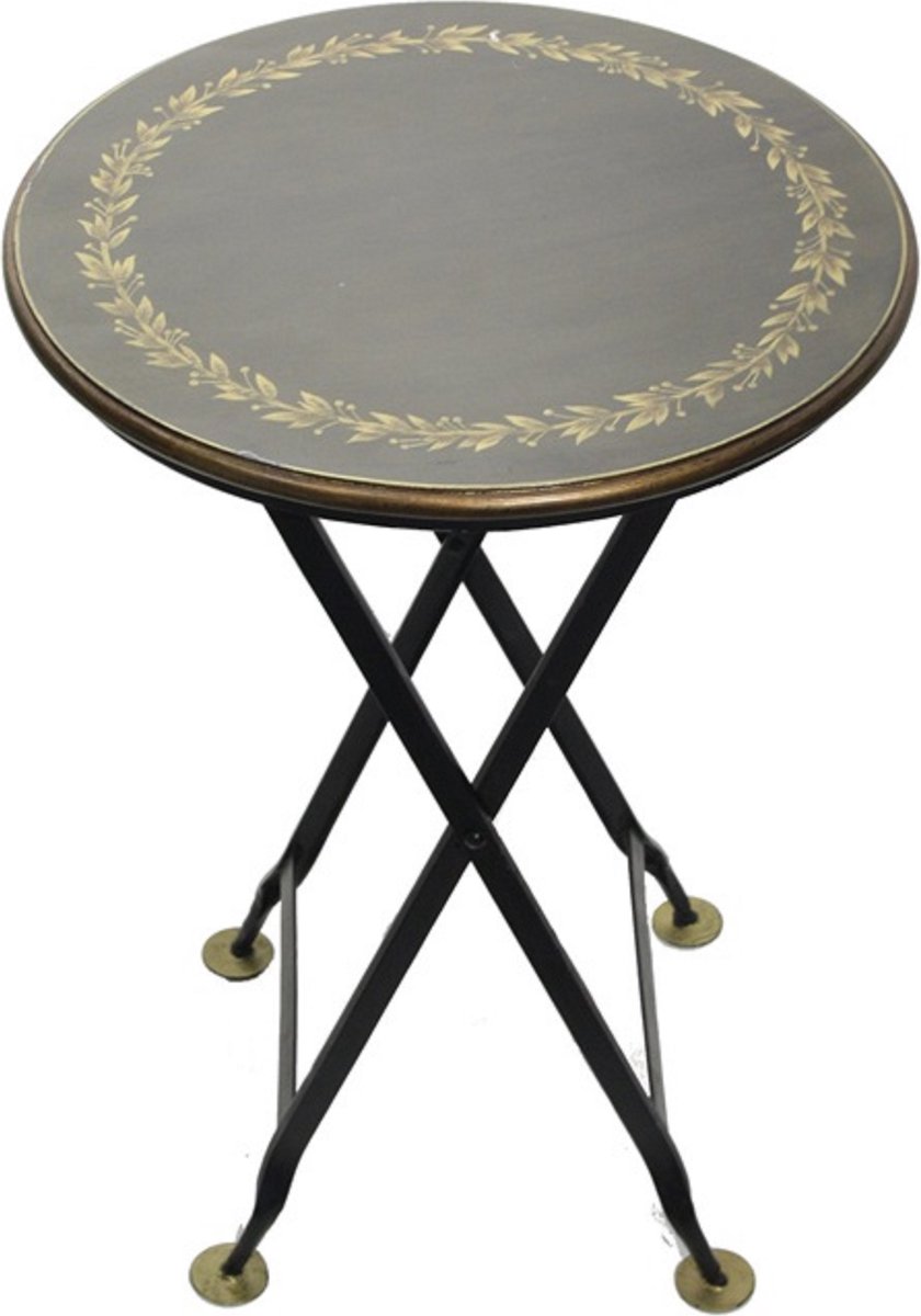 Meander Klaptafel rond Zwart met goudkleurige rand Ø45xH61,5cm Zie foto
