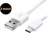 USB C kabel - USB C oplader - USB naar USB C kabel - USB c lader kabel - 2 Meter - Wit - Data en opladen